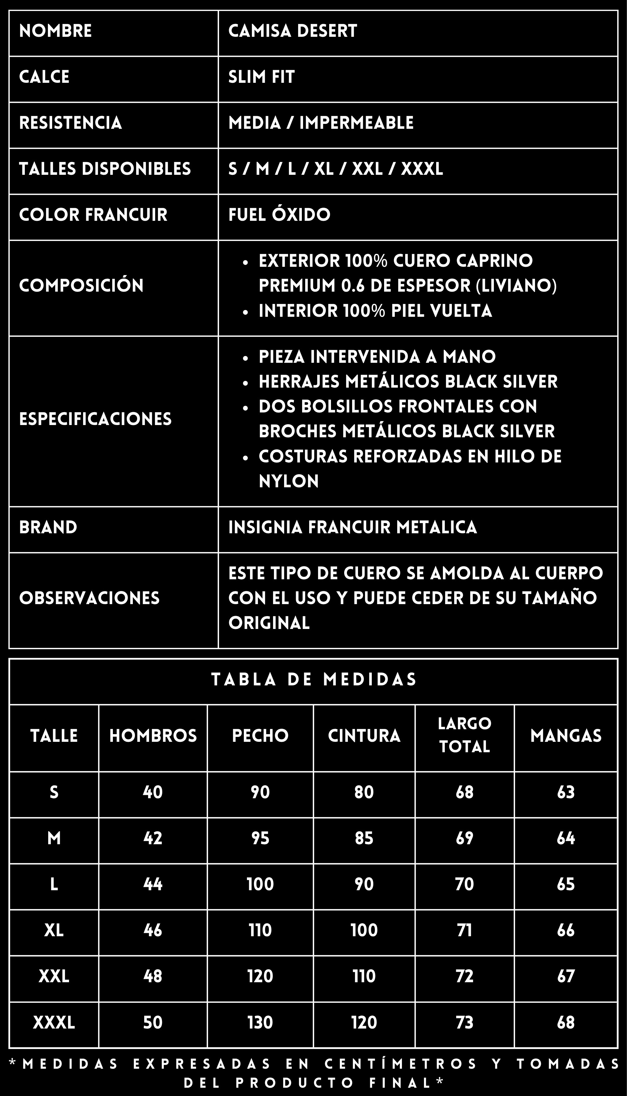 Camisa Cuero Caprino Desert FRANCUIR